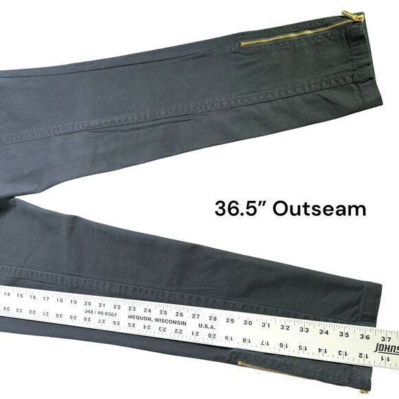 Michael Kors Black Gold Zipper Stretch Skinny Jeans Gold‎ Zip Ankle Women Size 4 - Picture 12 of 14